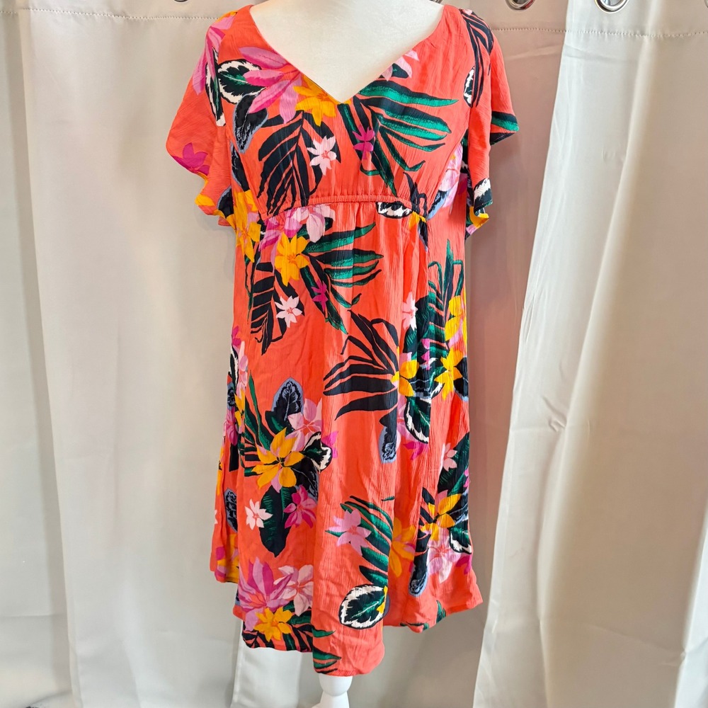 Old Navy Maternity Dress XS Tropical Floral Flutter Sleeve Vacation Beachy 20043